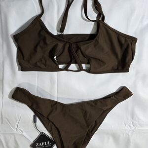 Zaful Dark Brown Bikini Set